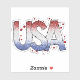 USA Shimmer en Stars Word Art Vinyl Sticker