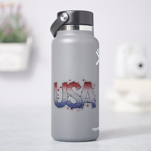 USA Shimmer en Stars Word Art Vinyl Sticker (HydroFlask)