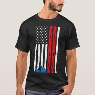 USA Ski Amerikaanse vlag skiën skiër wintersport M T-shirt