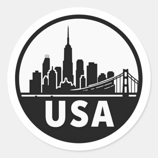 USA Skyline Silhouette Sticker (Voorkant)