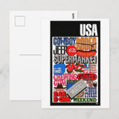USA Sleutelwoorden Reisposter Briefkaart (Voorkant / Achterkant)
