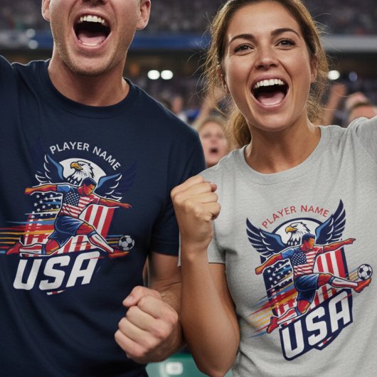 USA Soccer Eagle Dynamic Patriotic Sports Graphic  T-shirt