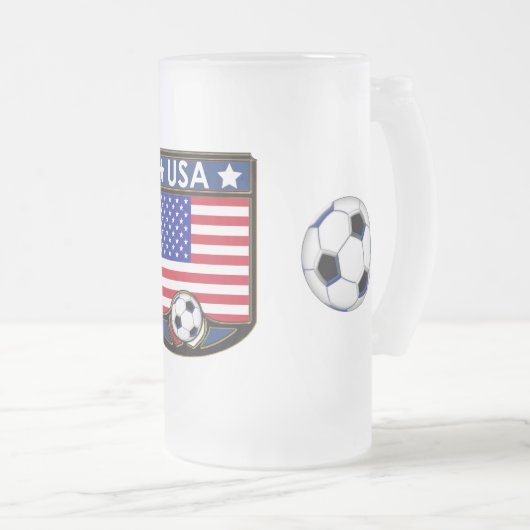 USA Soccer Frosted Beverage Stein Matglas Bierpul (Voorkant rechts)