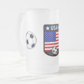 USA Soccer Frosted Beverage Stein Matglas Bierpul (Voorkant links)