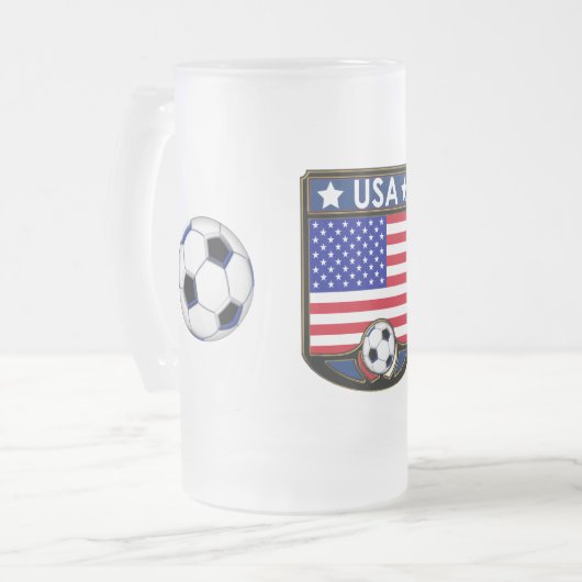 USA Soccer Frosted Beverage Stein Matglas Bierpul (Voorkant links)