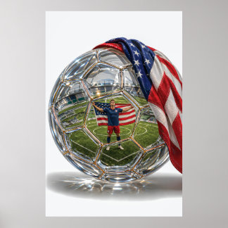 USA Soccer Glory Crystal Ball Art Poster