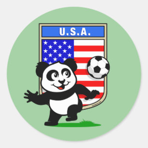 USA Soccer Panda Ronde Sticker