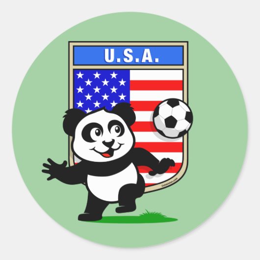 USA Soccer Panda Ronde Sticker (Voorkant)
