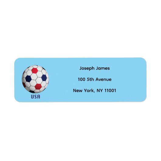 USA Soccer Return Adreslabel Etiket (Voorkant)