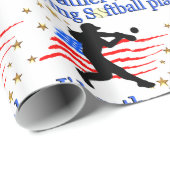 USA SOFTBALL SPELER HOUDT VAN SOFTBALL ONTWERP CADEAUPAPIER (Rol Hoek)