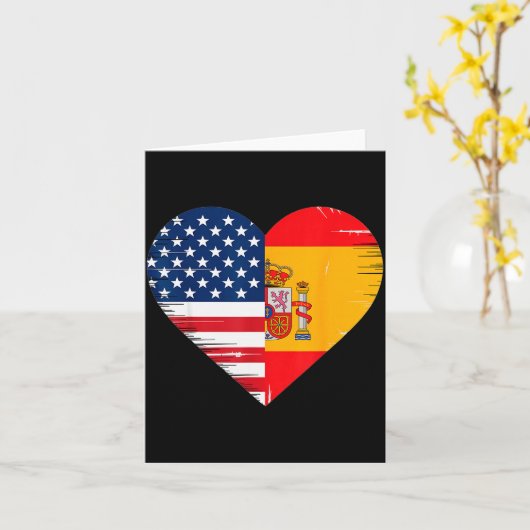 Usa Spain Heart - Dual Citizenship  Kaart (Gele Bloem)