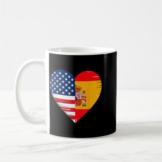 Usa Spain Heart - Dual Citizenship Koffiemok (Links)