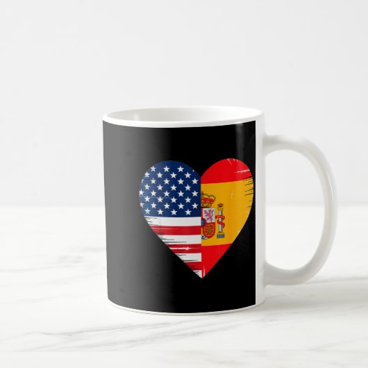 Usa Spain Heart - Dual Citizenship  Koffiemok (Rechts)