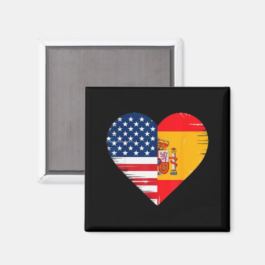 Usa Spain Heart - Dual Citizenship  Magneet (Voorkant / Achterkant)