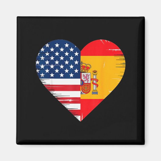 Usa Spain Heart - Dual Citizenship  Magneet (Voorkant)