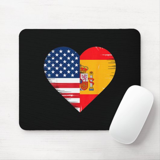 Usa Spain Heart - Dual Citizenship  Muismat (Met muis)