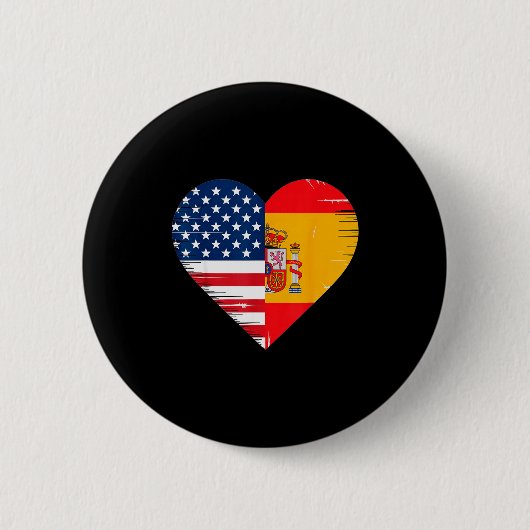 Usa Spain Heart - Dual Citizenship  Ronde Button 5,7 Cm (Voorkant)