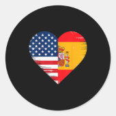Usa Spain Heart - Dual Citizenship  Ronde Sticker (Voorkant)