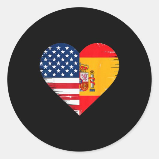 Usa Spain Heart - Dual Citizenship  Ronde Sticker (Voorkant)