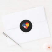 Usa Spain Heart - Dual Citizenship  Ronde Sticker (Envelop)