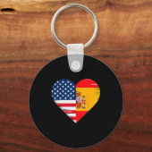 Usa Spain Heart - Dual Citizenship Sleutelhanger (Voorkant)