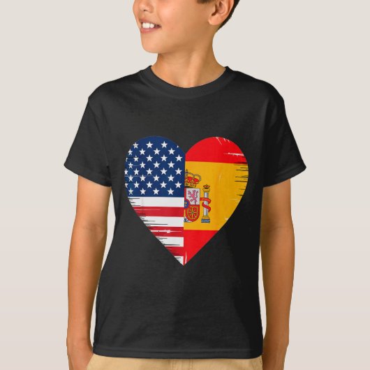Usa Spain Heart - Dual Citizenship  T-shirt (Voorkant)