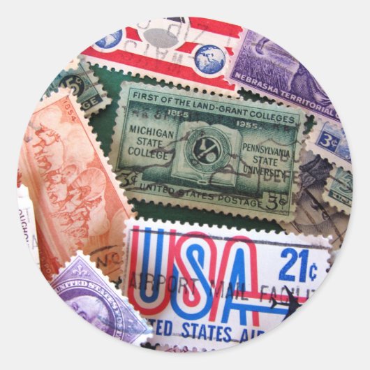 USA Stamp Collage Stickers (Voorkant)
