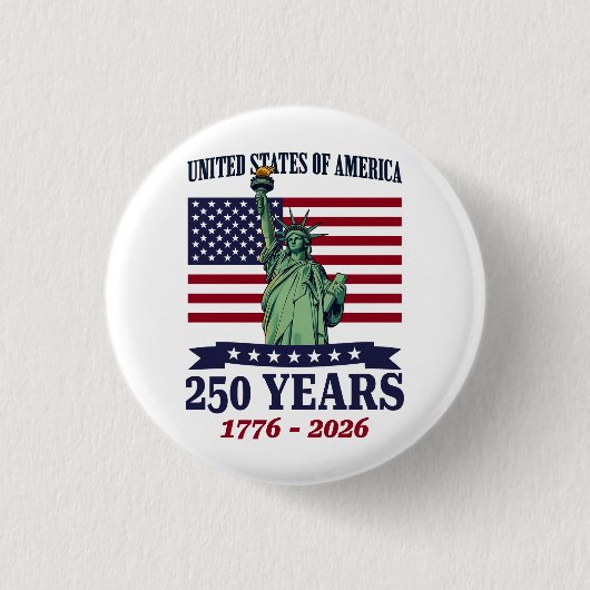 USA-standbeeld van vrijheid 250 jaar 1776-2026 Ronde Button 3,2 Cm (Voorkant)