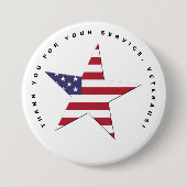 USA Star Bedankt voor uw service, Veterans Day Ronde Button 7,6 Cm (Voorkant)