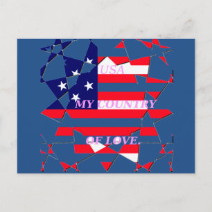 USA Star Spangled Love Mijn land van liefde Briefkaart