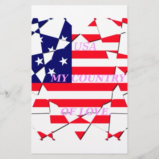 USA Star Spangled Love Mijn land van liefde Briefpapier (Voorkant)