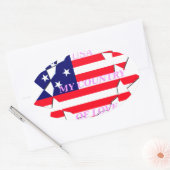 USA Star Spangled Love Mijn land van liefde Ovale Sticker (Envelop)