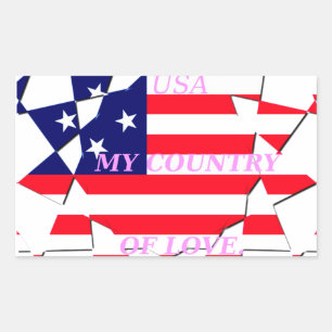 USA Star Spangled Love Mijn land van liefde Rechthoekige Sticker