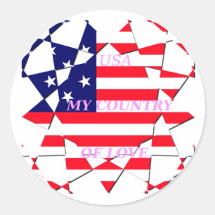 USA Star Spangled Love Mijn land van liefde Ronde Sticker