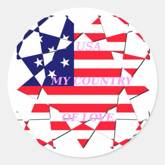 USA Star Spangled Love Mijn land van liefde Ronde Sticker (Voorkant)