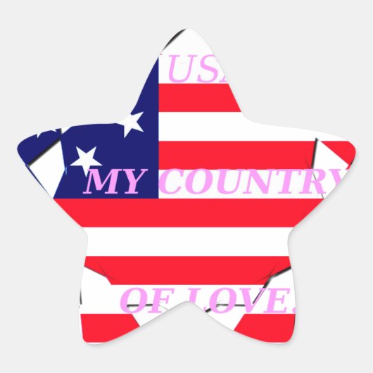 USA Star Spangled Love Mijn land van liefde Ster Sticker (Voorkant)