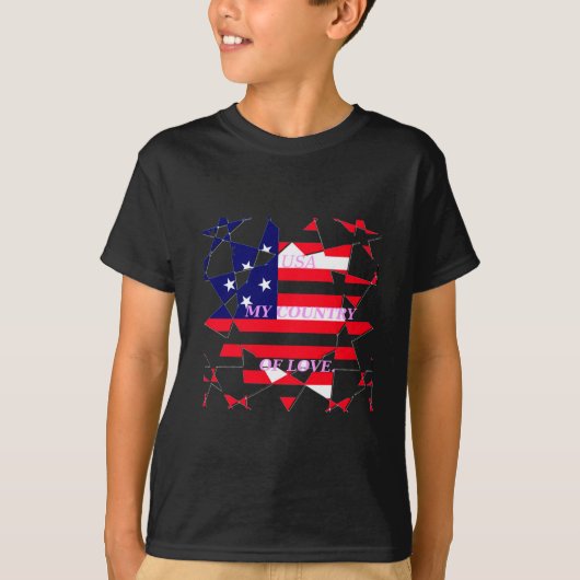 USA Star Spangled Love Mijn land van liefde T-shirt (Voorkant)
