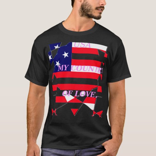 USA Star Spangled Love Mijn land van liefde T-shirt (Voorkant)