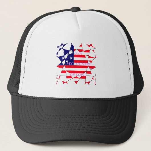 USA Star Spangled Love Mijn land van liefde Trucker Pet (Voorkant)