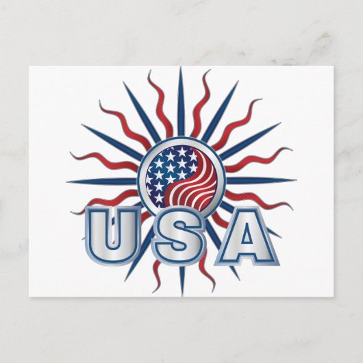 USA Starburst Yin Yang Briefkaart (Voorkant)