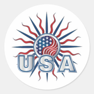 USA Starburst Yin Yang Ronde Sticker