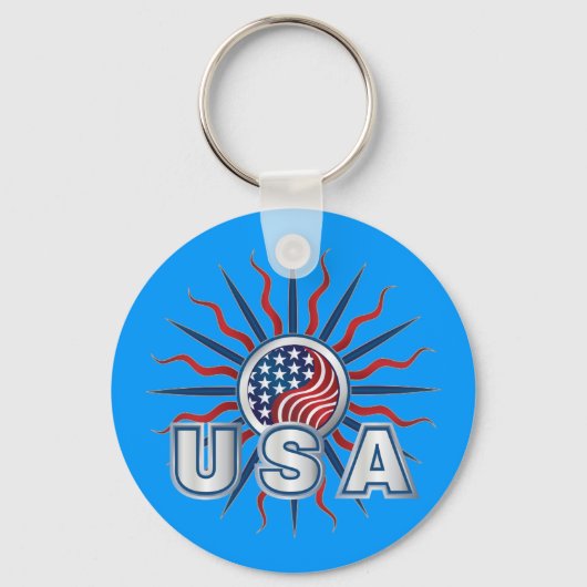 USA Starburst Yin Yang Sleutelhanger (Voorkant)