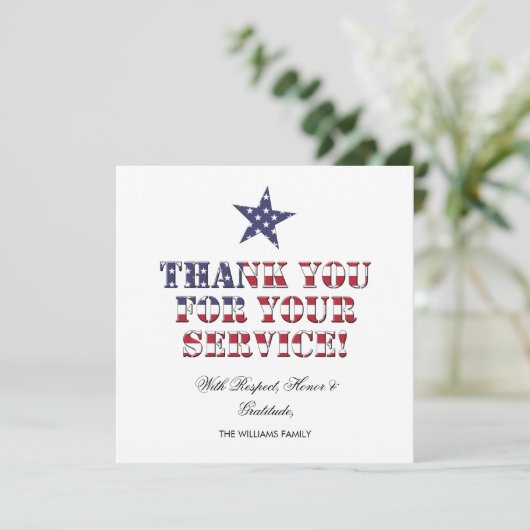 USA Stars and Stripes Bedankt voor uw service (Staand voorkant)