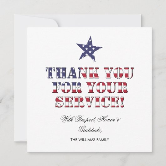 USA Stars and Stripes Bedankt voor uw service (Voorkant)