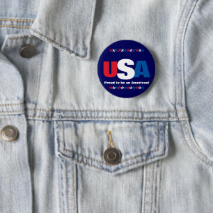 USA Stars Red White Blue Patriottische Knoopspelde Ronde Button 5,7 Cm