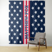 USA Stars Stripes ⭐ Monogram Verbluffend Wandkleed (In situ)