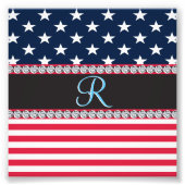 USA Stars Stripes Script Monogram Dazzling Foto Afdruk (Voorkant)