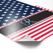 USA Stars Stripes Script Monogram Dazzling Foto Afdruk (Hoek)