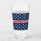 USA Stars Stripes Script Monogram Dazzling Glas (Achterkant)