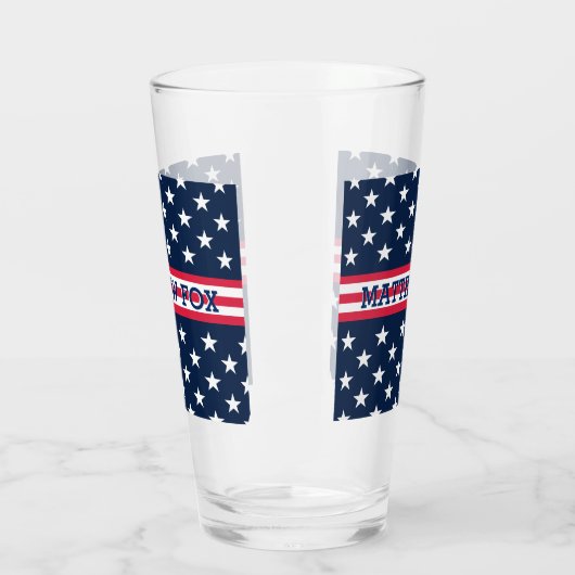 USA Stars Stripes Script Monogram Dazzling Glas (Links)